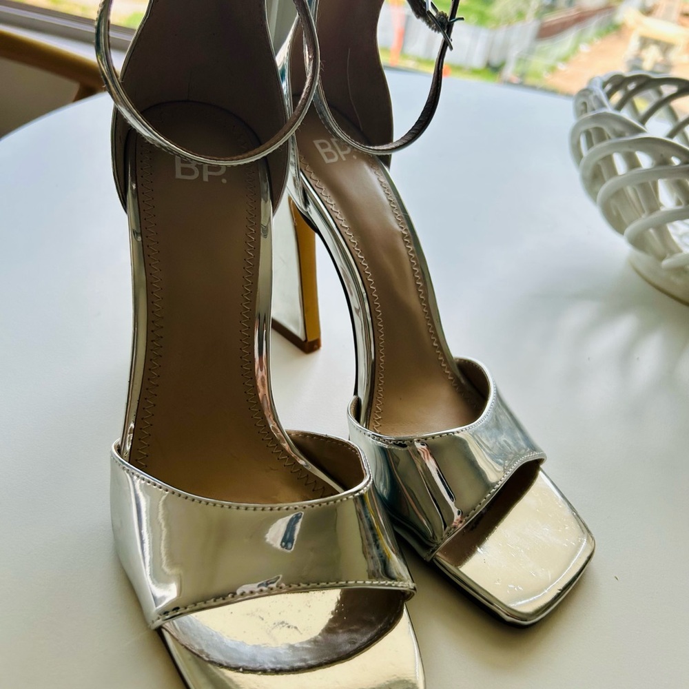 BP Silver High Heel Sandals,sz 8